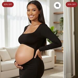 Bump Babe Square neck belly cutout photoshoot gown